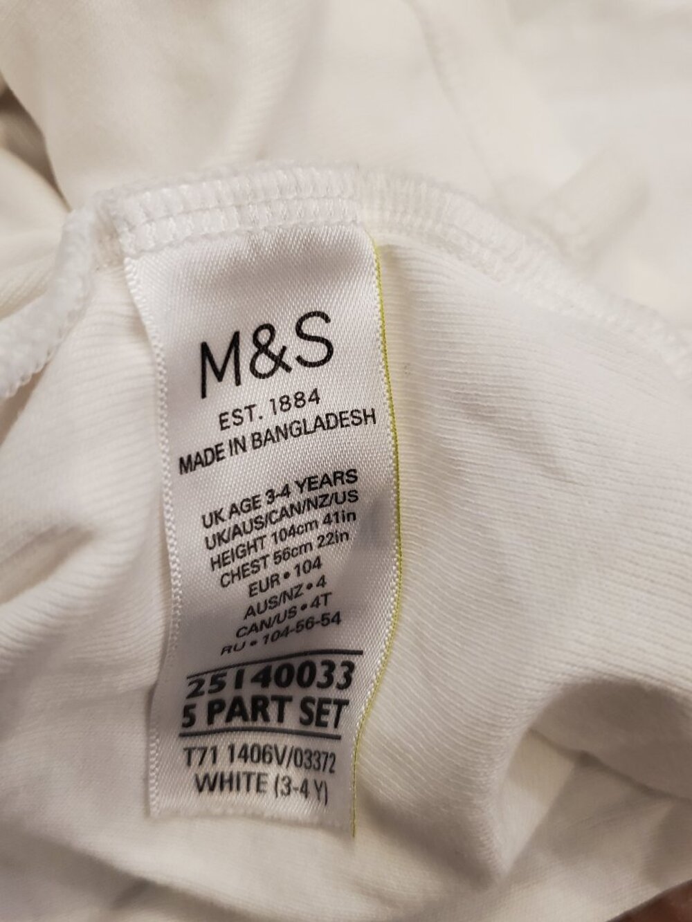 M&S 5-pack toddler undershirts sz 4T - Picture 2 of 2